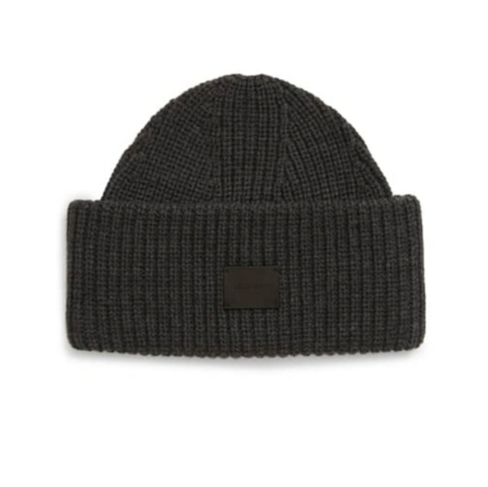 Allsaints Half Cardigan Beanie In Charcoal OS